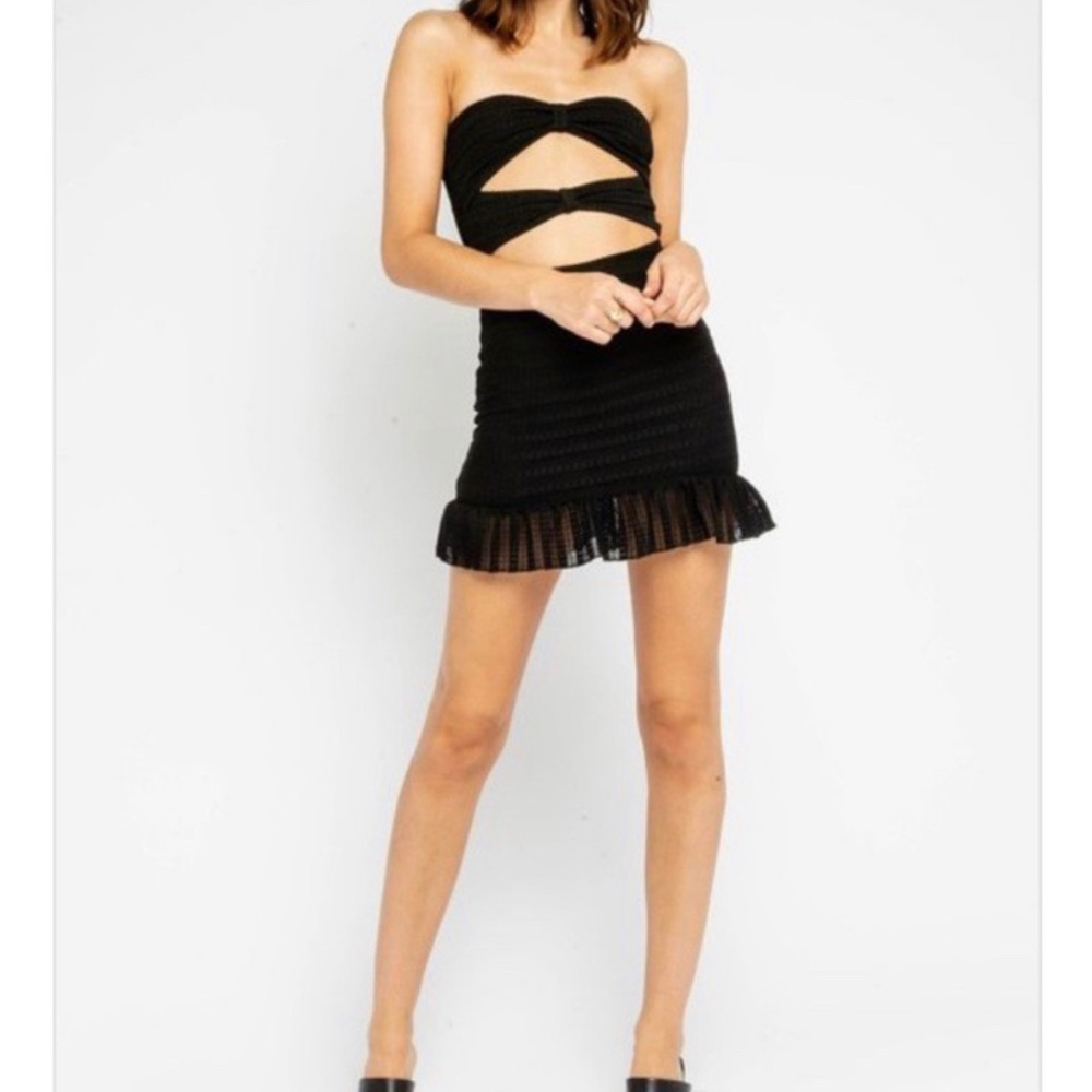 Lace Cut-Out Tube Top Dress black